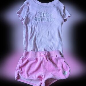 Juicy Couture Light Pink Ribbed Top and Shorts